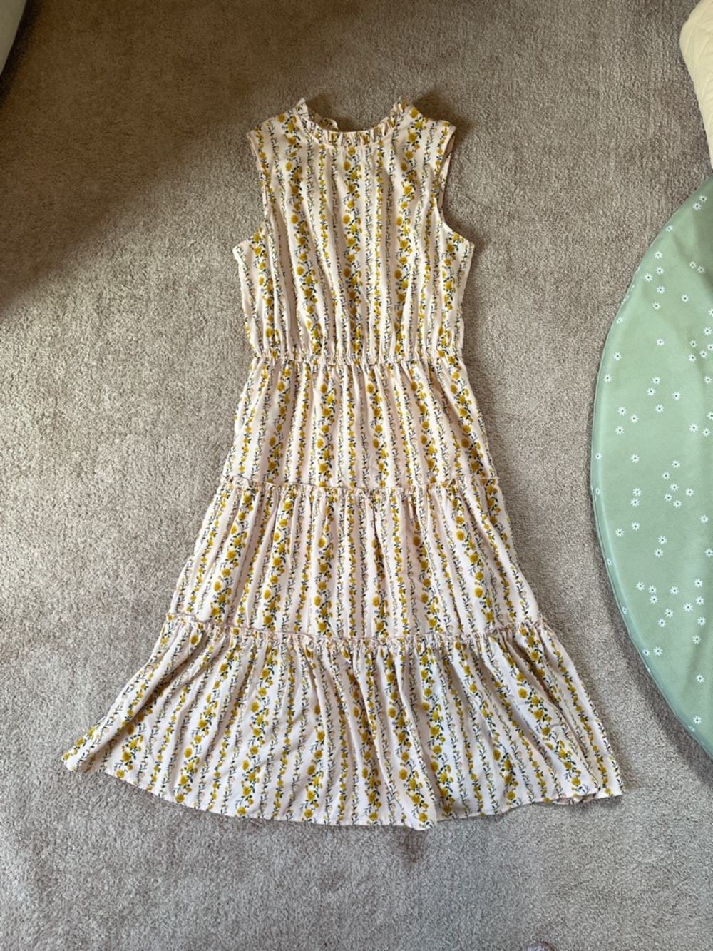 MELLODAY Yellow & White Floral Tiered Maxi Dress cottagecore
